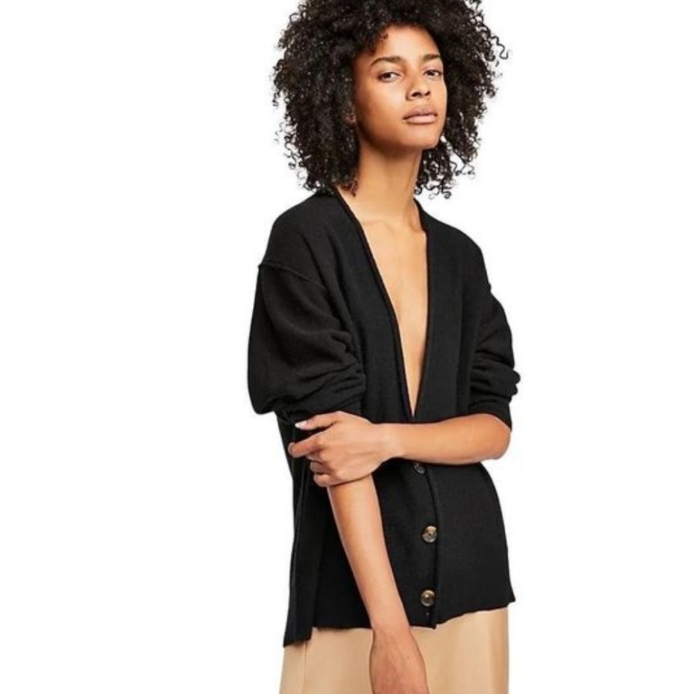 Free People Schoolboy Black Cashmere Cardigan Luxury Oversized